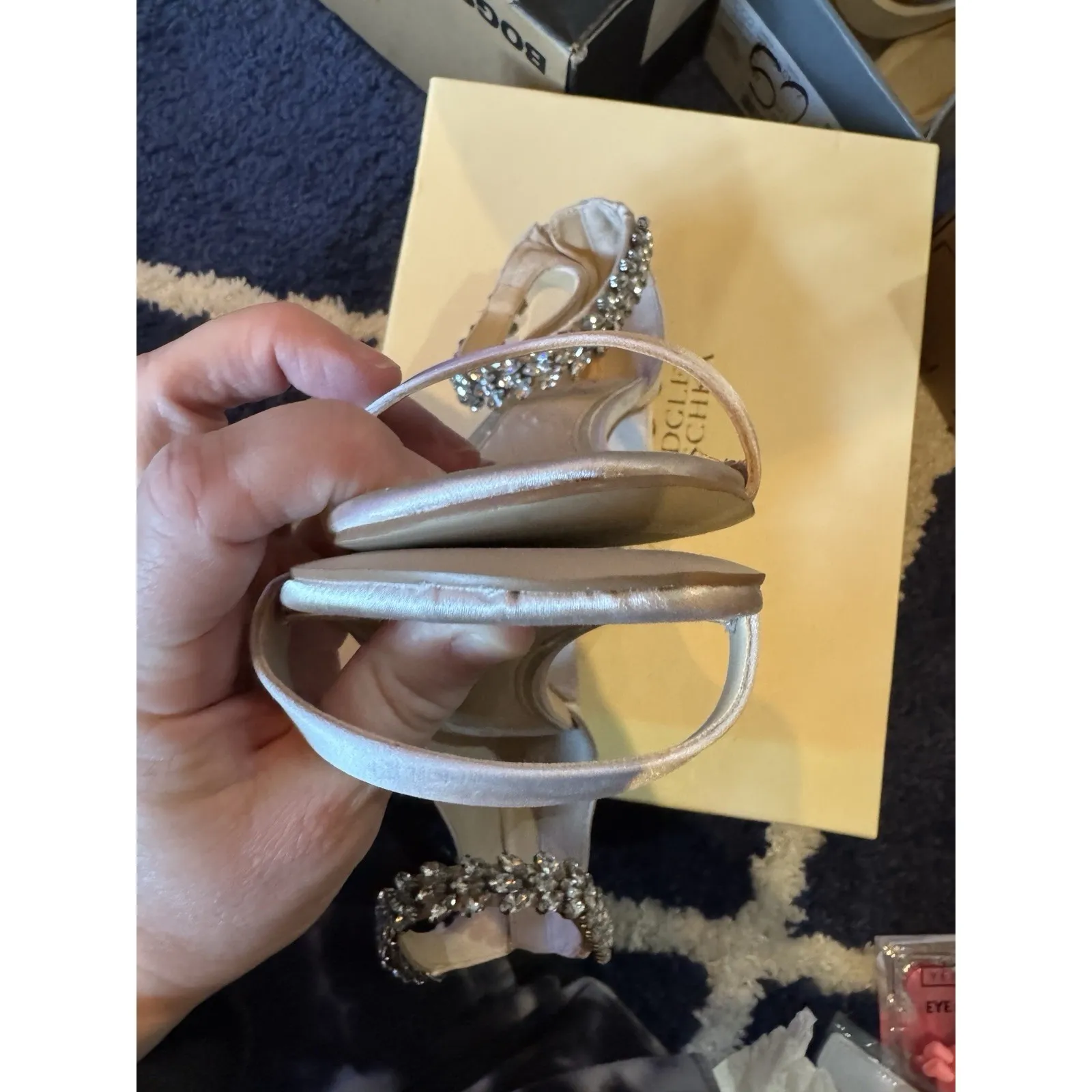 Jewel Badgley Mischka Bronwen Embellished Evening Shoe Size 8 Rhinestones - Image 9