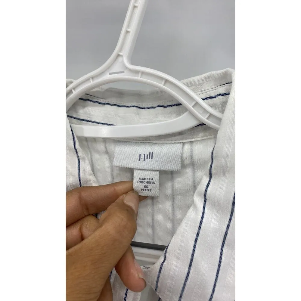 J.Jill linen lagenlook coastal chic tunic dress striped white black pinstriped Size XS - Image 6