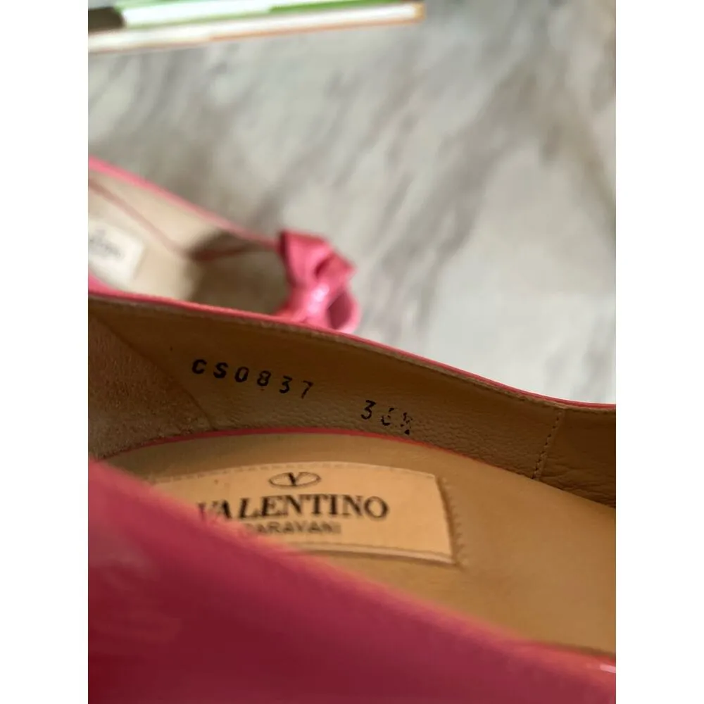 Valentino Garavani Bubblegum Pink Bow Platform Peep Toe Heels Size 6 - Image 12