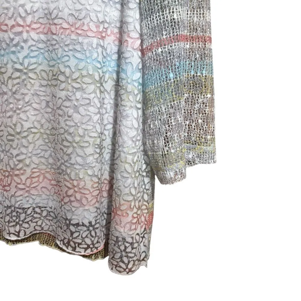 Ali Miles Tunic Top Womens 1X Multicolor Layered Paisley Artsy Print Mesh Blouse - Image 5