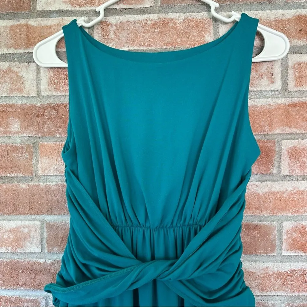 Susana Monaco Twisted Ruched Knit Dress Women’s Medium Stretchy Teal Blue - Image 2