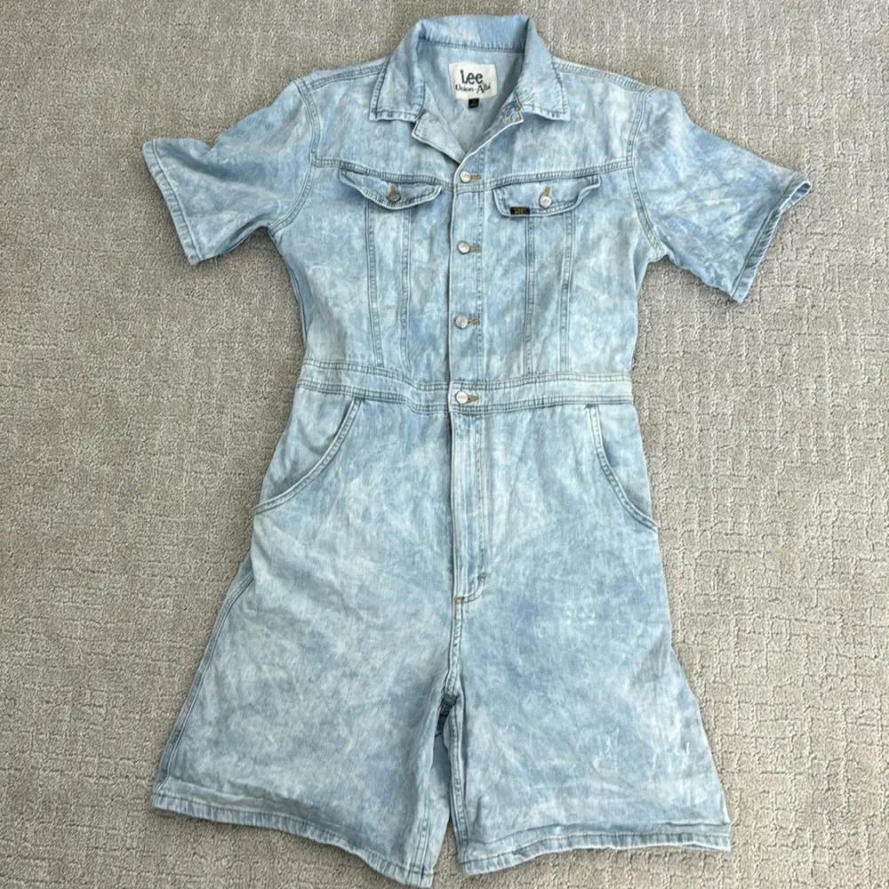 LEE Union-Alls Women’s Acid Wash Denim Short Overall Romper overalls sleeve - Image 4