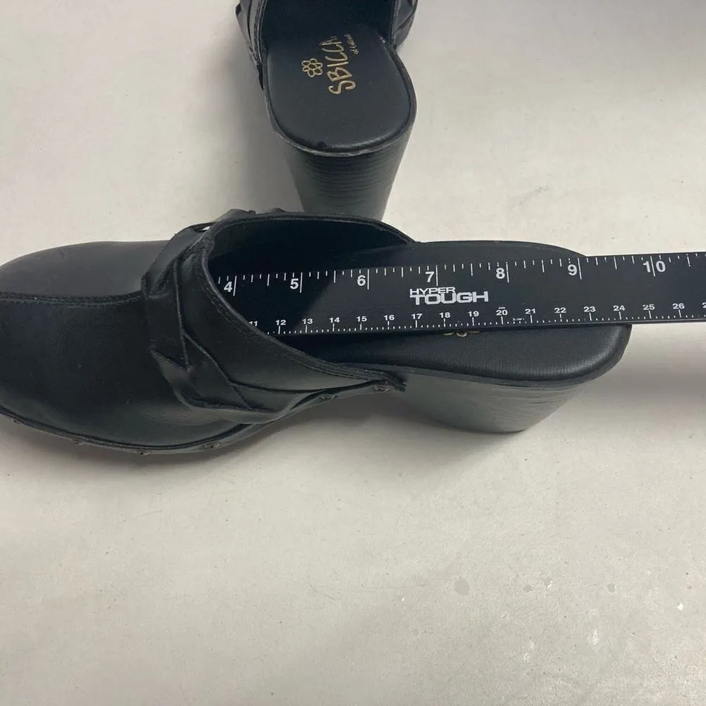 SIBICCA Of California‎ Women’s Wooden Heel Studded Braided Black Clogs Size 8 - Image 5