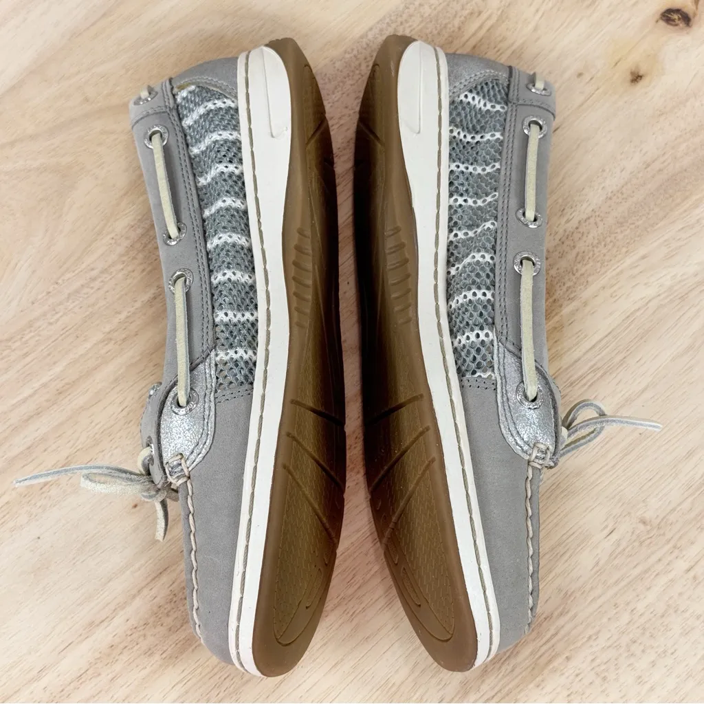 Sperry Topsider‎ Angelfish Striped Mesh Leather Slip On Boat Shoe Loafer Taupe 6 - Image 5