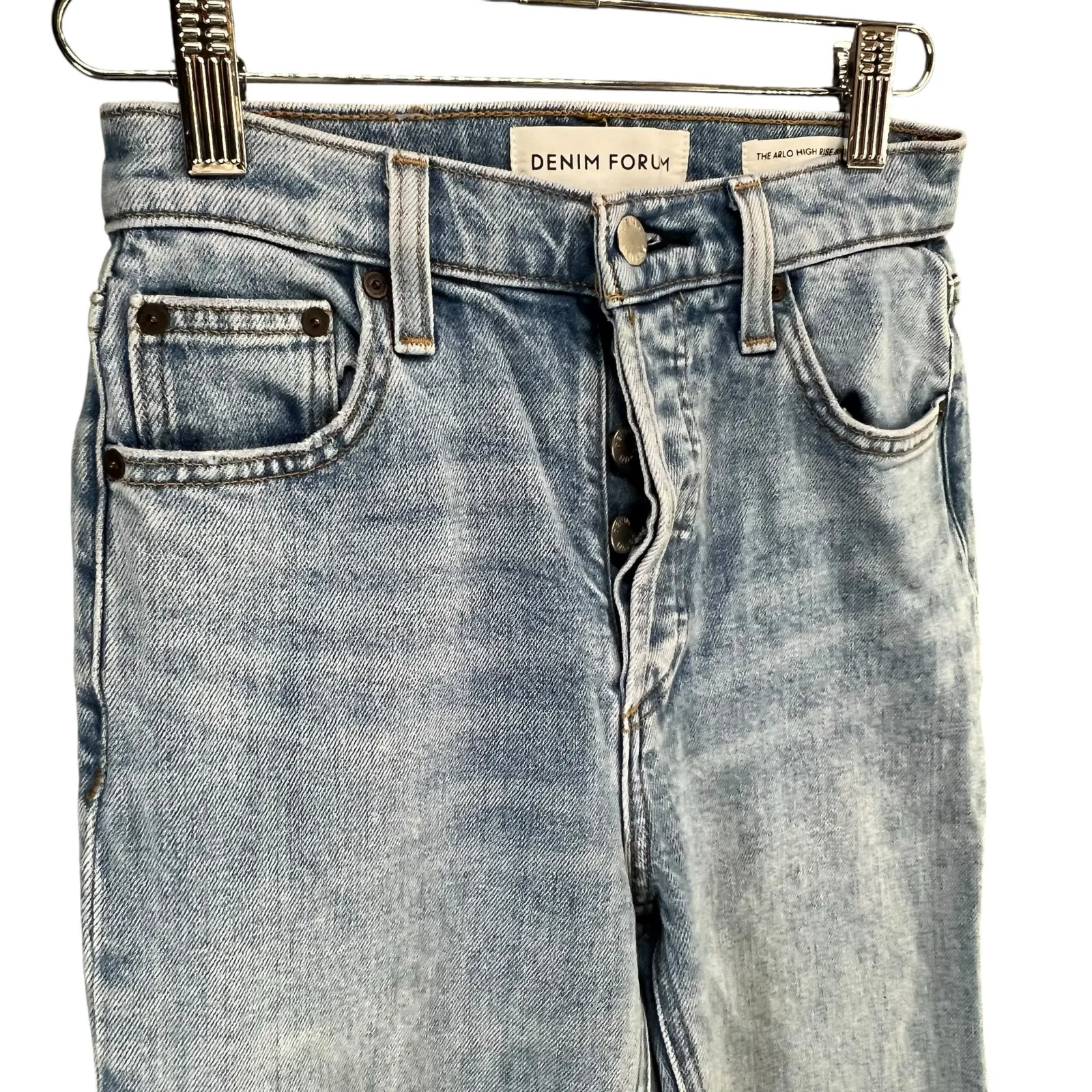 Denim Forum The Arlo High Rise Straight Jeans Womens 23 Blue Button Fly Classic - Image 2