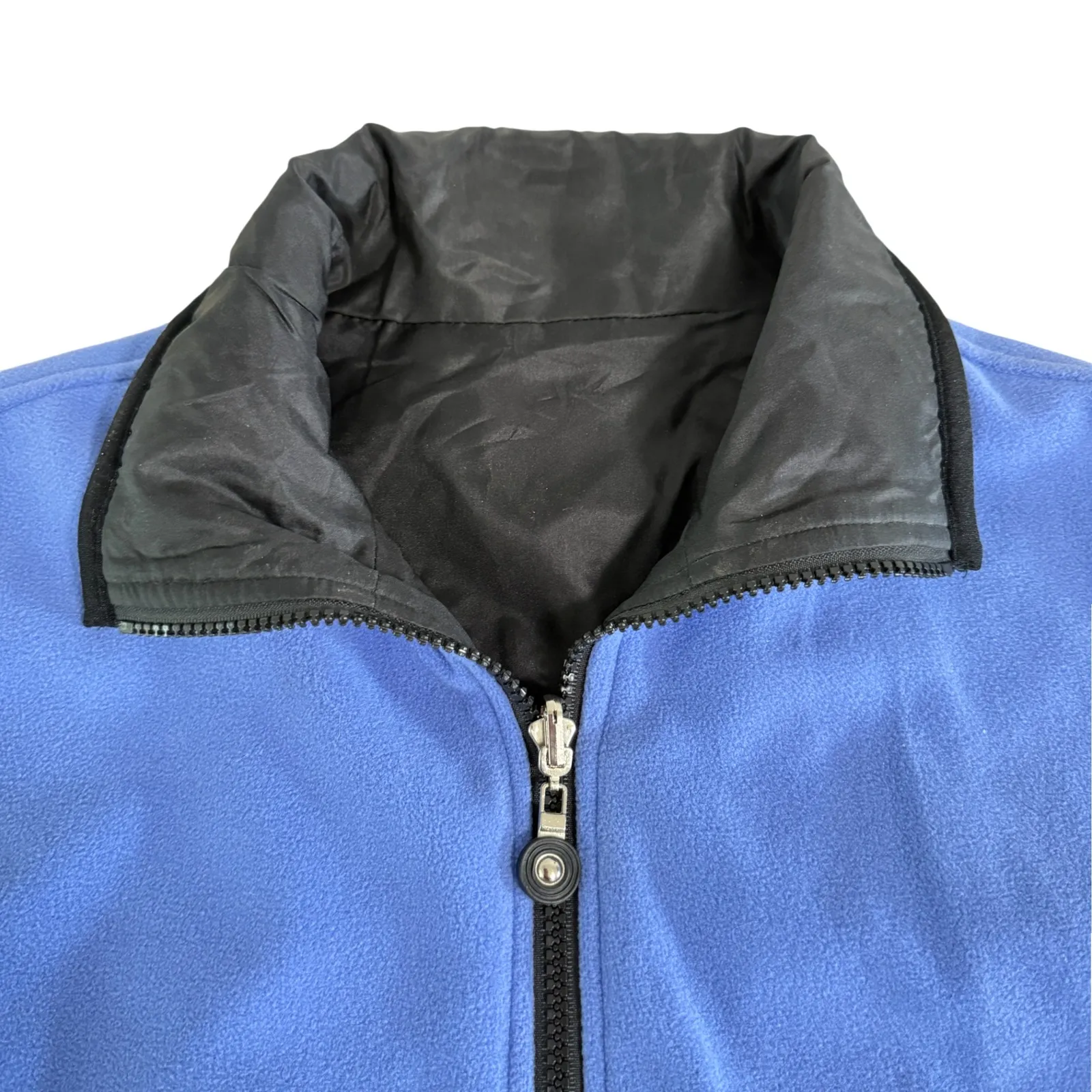 COACO NEW YORK Reversible Fleece & Silk Vest Womens Size S Blue Black - Image 2