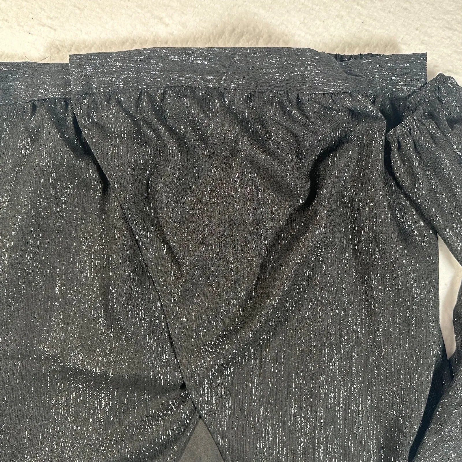 Madewell Lyric Wrap Longsleeve Top Shirt Women X-Small Black Shimmer AF678 - Image 5