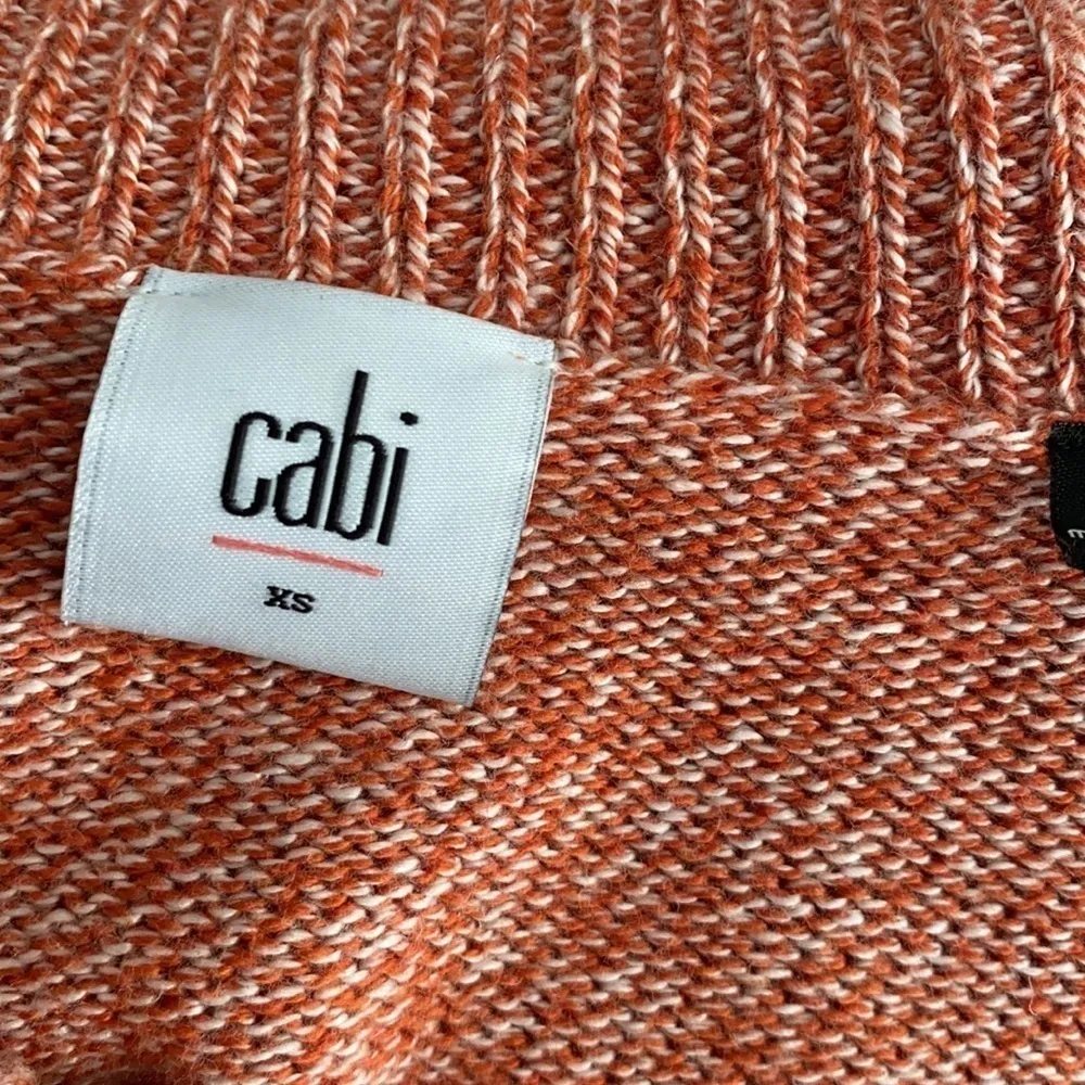 CAbi #3011 Foldover Cowl Neck Short Sleeve Sweater | Orange Pumpkin Spice - Image 7