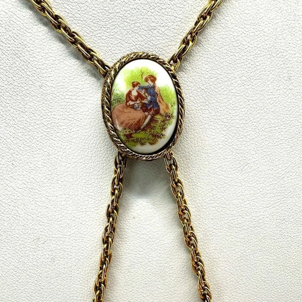 Vintage german victorian couple transfer ware and porcealian necklace - Image 11