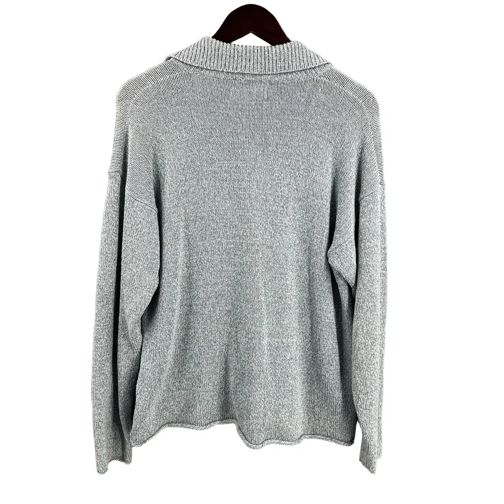 Flax Cardigan Sweater Gray Button Front Relaxed Neutral Lightweight Pocket S/M - Image 3