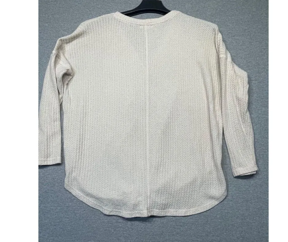 Women's Kori America Cream Waffle Knit Top Size S - Image 5