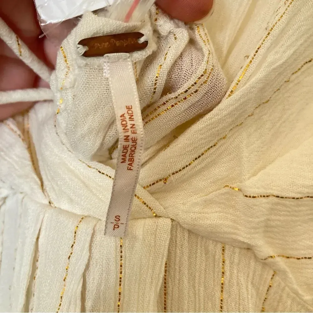 NWT FREE PEOPLE Huxley Maxi Dress Ruffle Cutout Open Back Metallic Boho Size S - Image 8