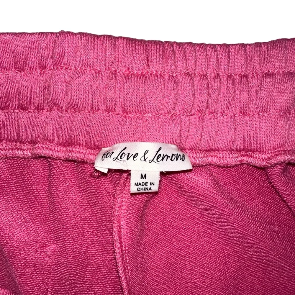 For Love & Lemons Leisure Elastic Drawstring Waist Pink Shorts MEDIUM - Image 5