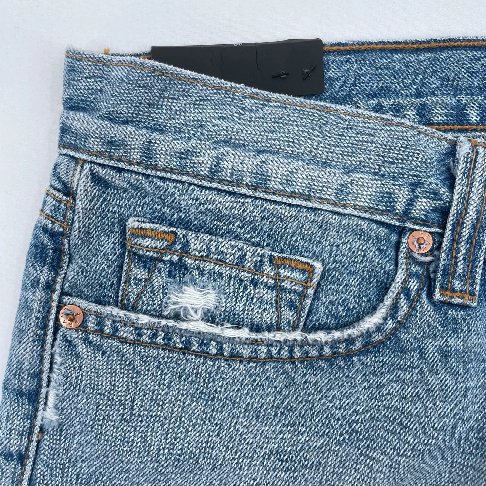 J Brand Denim Cut Off Low Rise Over Blue Jean Shorts Raw Distressed Size 29 NEW - Image 4