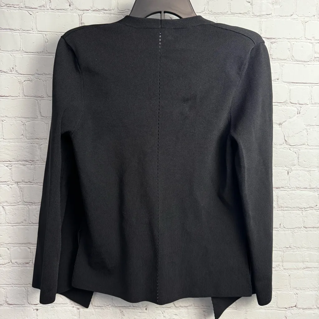 MM Lafleur open front black cardigan viscose blend large capsule old money - Image 3