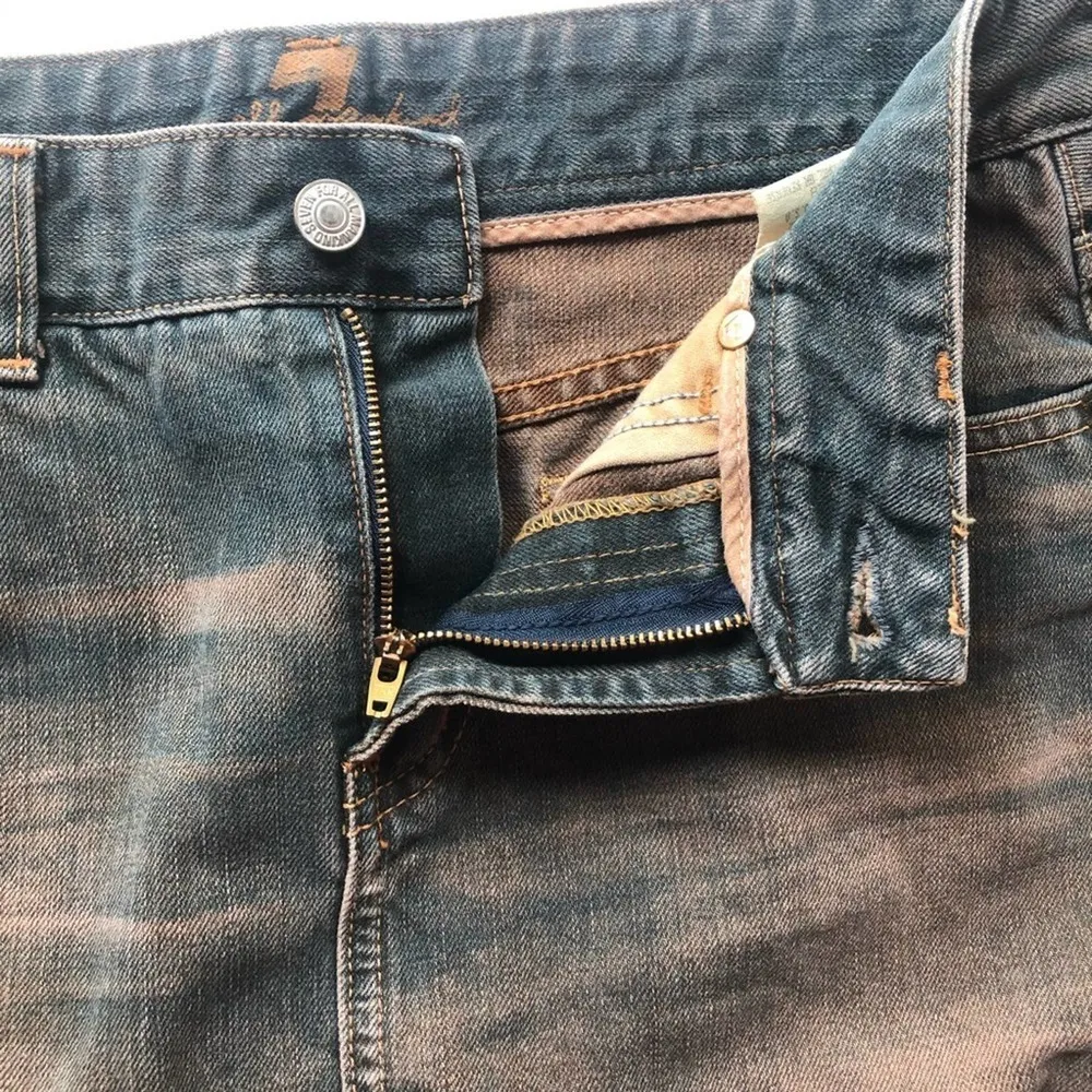 7 for All Mankind Denim Jean Mini Skirt Size 28 Blue Gray Acid Wash - Image 4