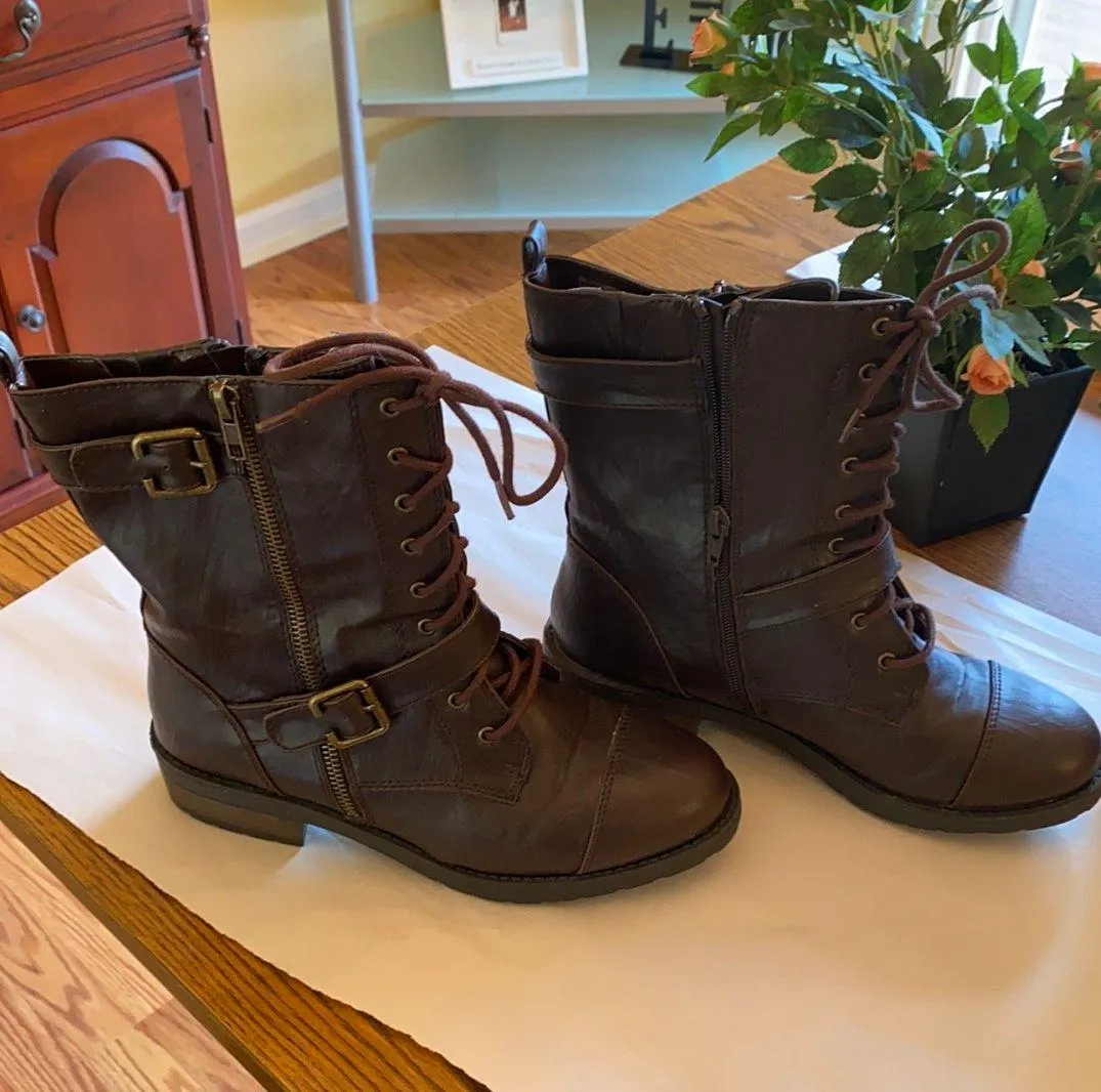 White Mountain Brown Combat Boots - Image 4