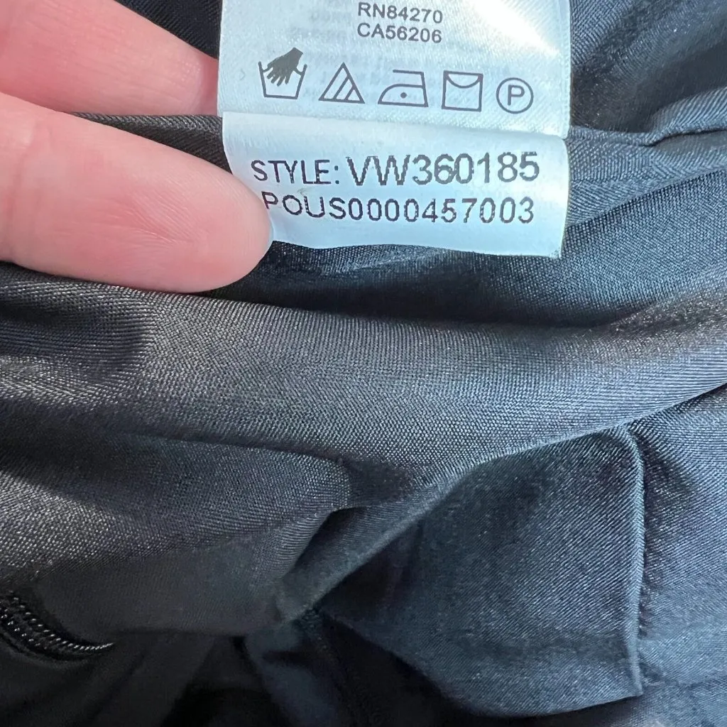 White Vera Wang‎ Dress Womens 8 Black Crinkle Chiffon Trumpet Hem Strapless Gown - Image 14