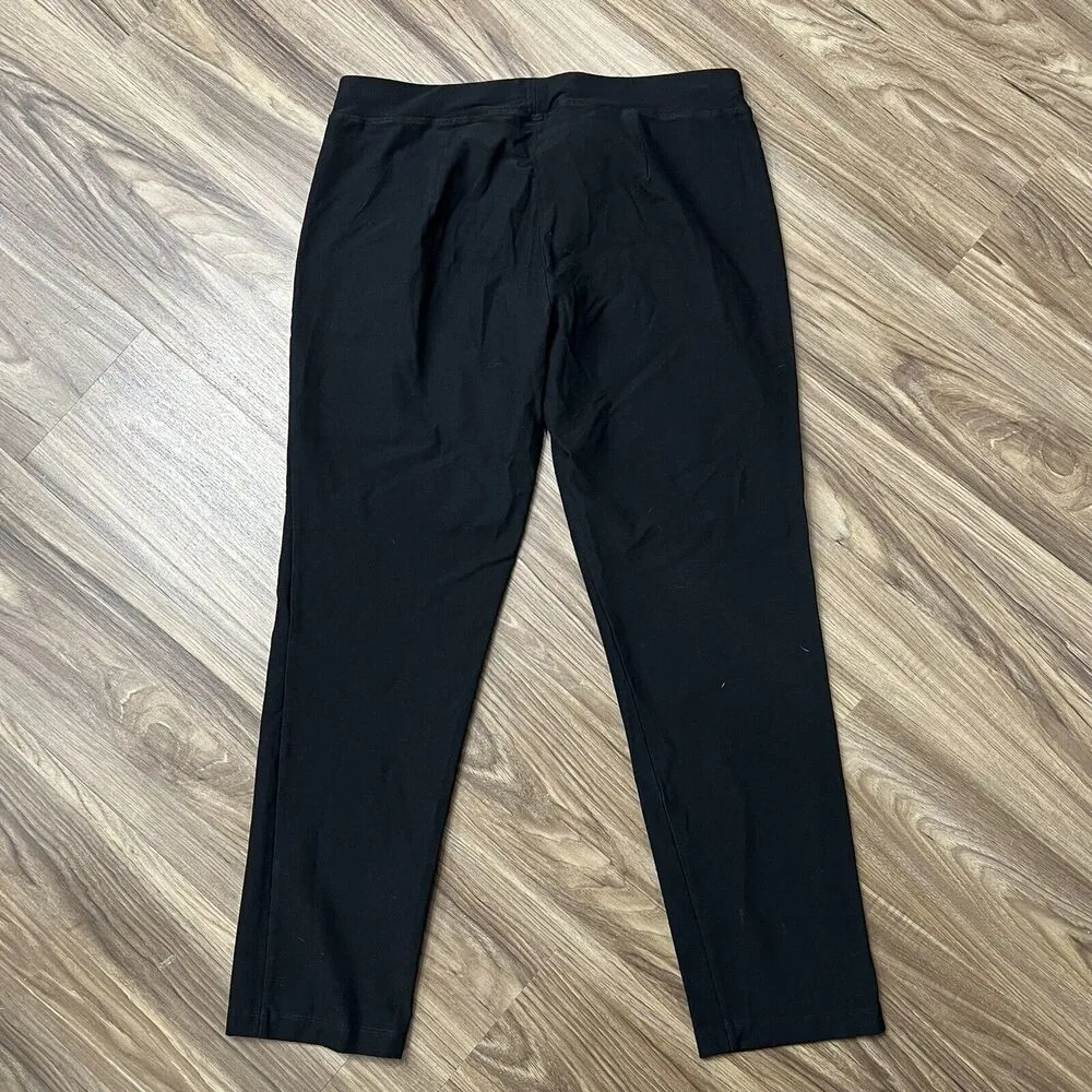 Eileen Fisher Woman’s M Stretch Crepe Ankle Pants Trousers Black Elastic Pull On - Image 8