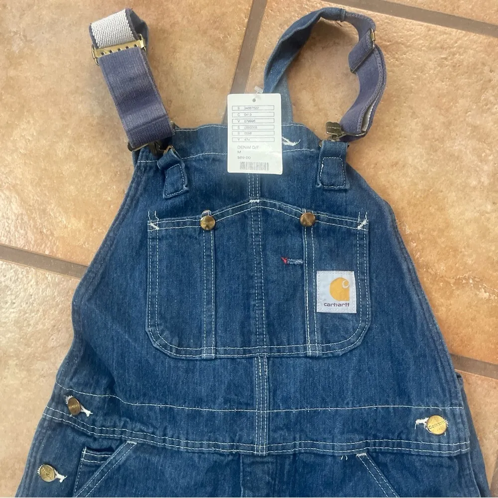vintage carhart denim cut off shortalls  size M - Image 3