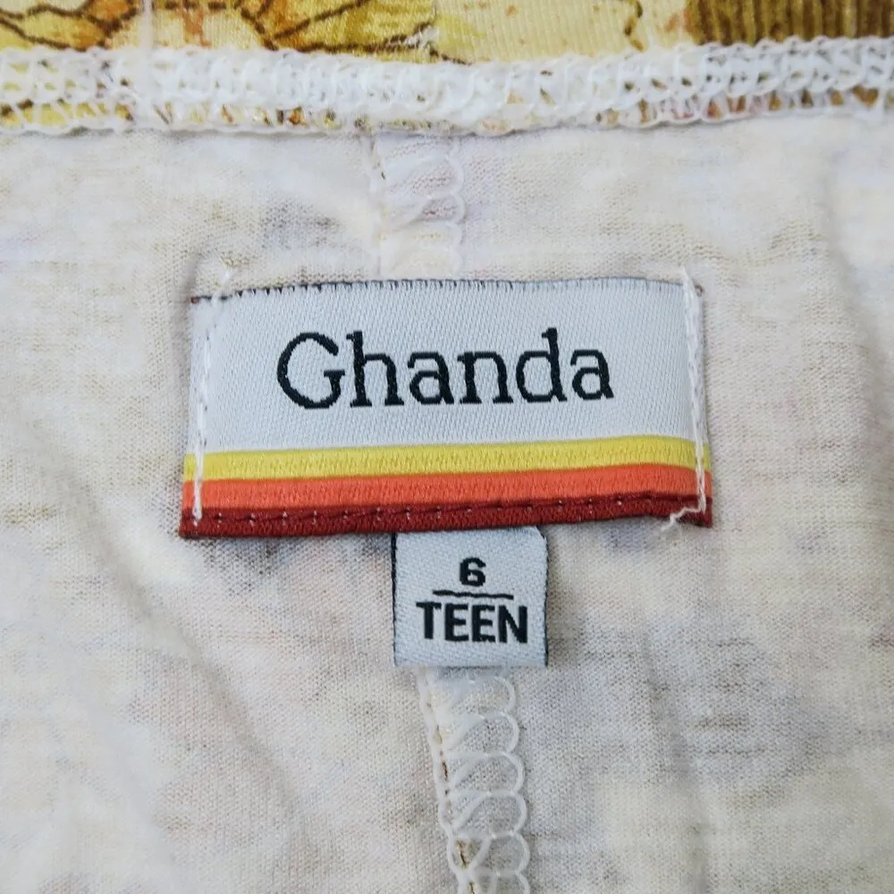 Ghanda Rosa Flares Retro Floral Bell Bottom Pants Orange Size XS - Image 9