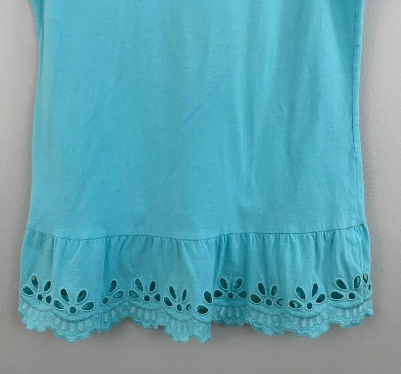 Tiffany Blue Eyelet Lace Hem Tank Top - Image 8