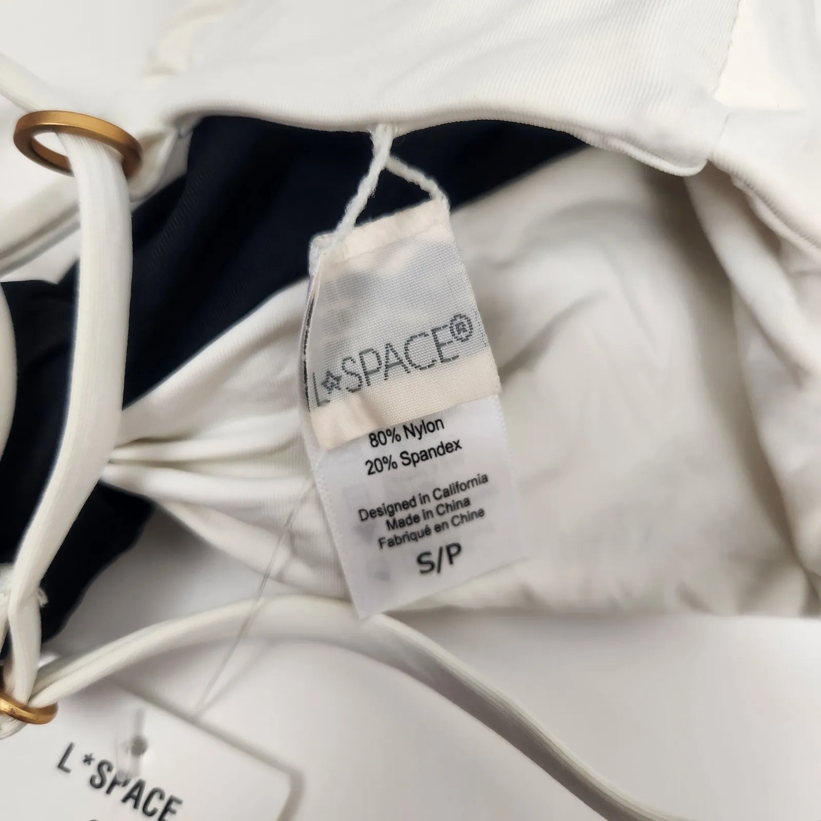 L*Space Ringo Bikini Top in Black & Cream Size Small NWT Adjustable - Image 5