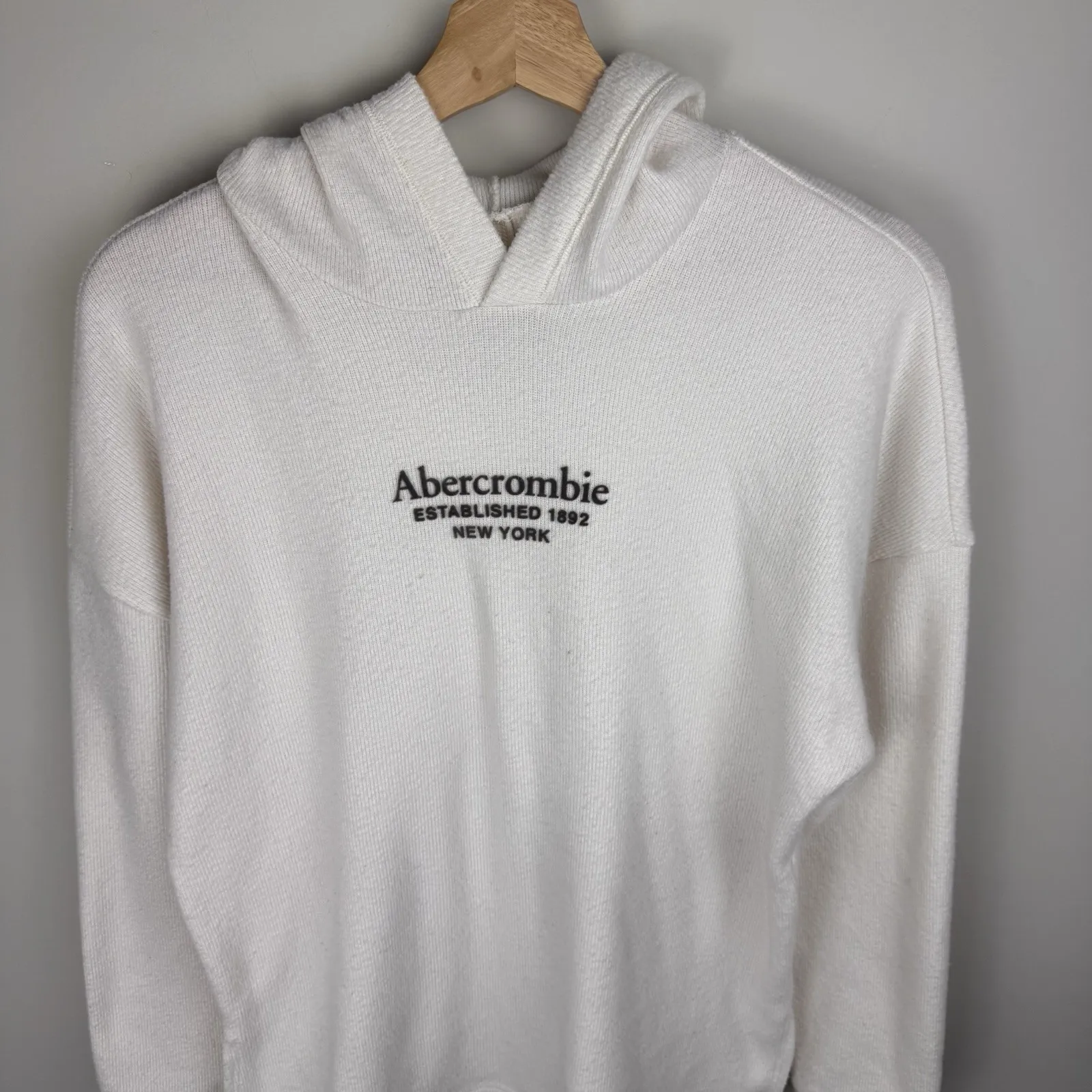 Abercrombie & Fitch Soft A&F Cozy Women's Hoodie Size S Ivory‎ - Image 13