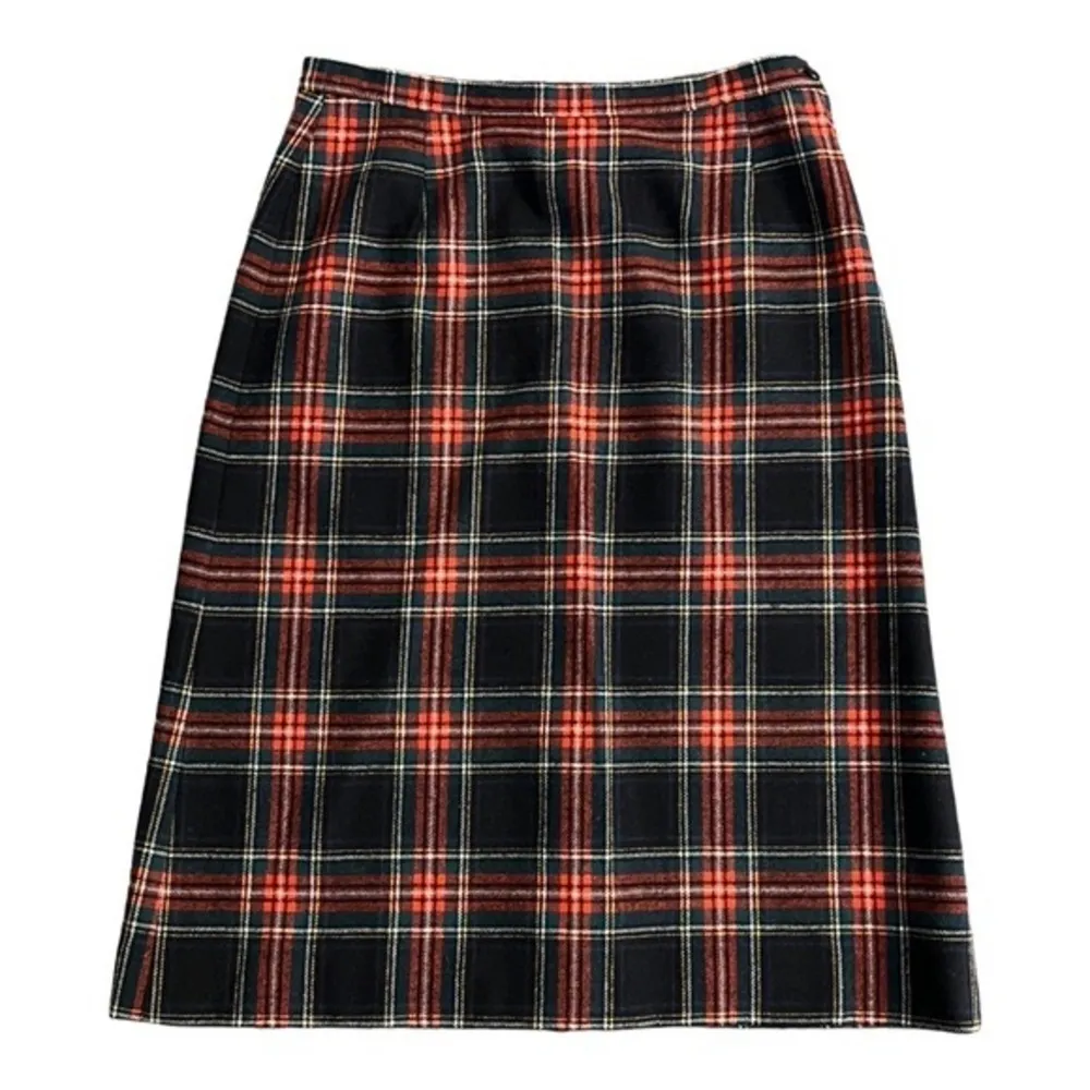 PENDLETON Vintage Authentic Black Stewart Tartan Plaid Wool Pencil Skirt Sz 14 - Image 4