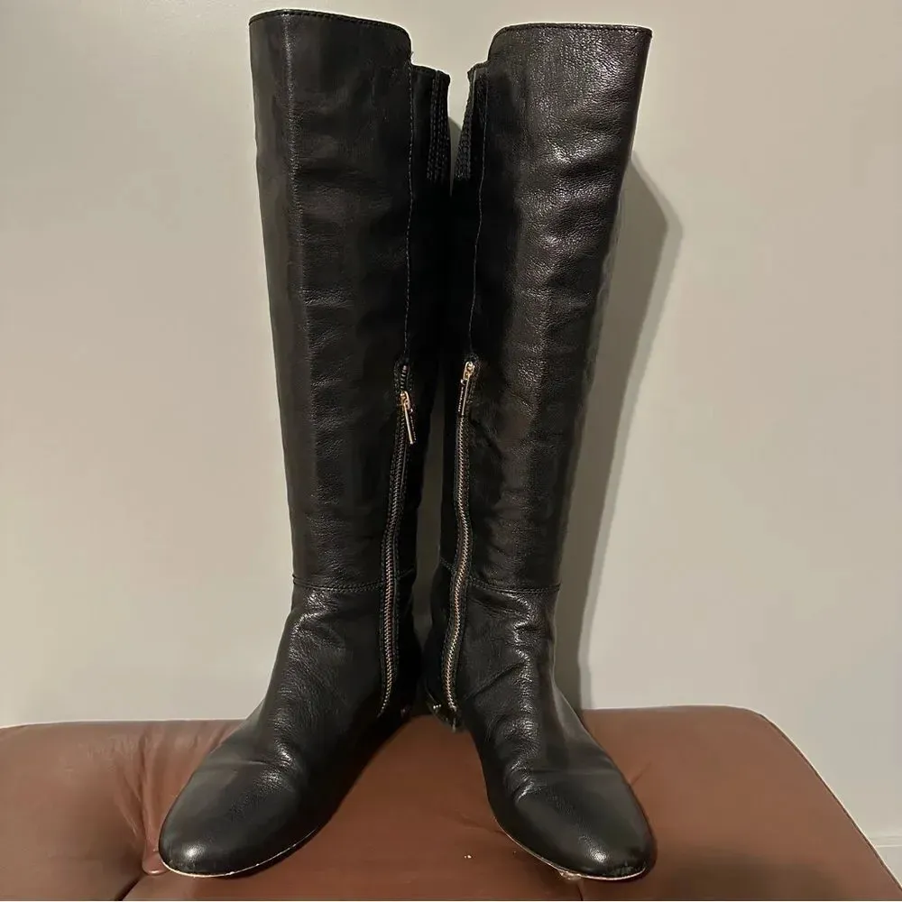 Michael Kors Womens Ailee Riding Boots Black Leather Knee High Studded 6.5 - Image 5