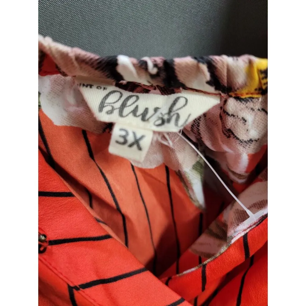 Hint of Blush Jumpsuit Women's 3X Red Floral Print Wrapped Sleeveless B77 - Image 4