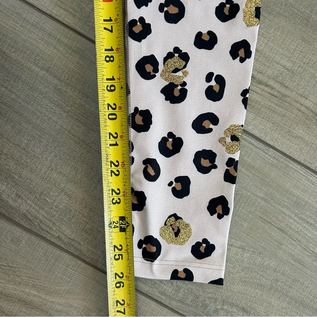 Beach Riot Piper Legging Gold Glitter Leopard High Rise Legging XS - Image 8