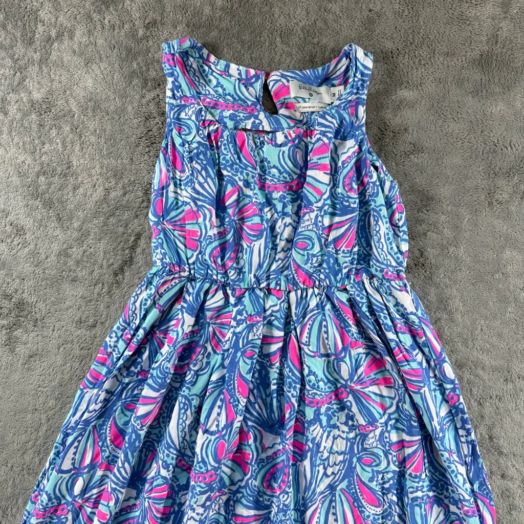 Lilly Pulitzer for Target My Fans Maxi Dress Blue Pink Flowy Beach Vacation - Image 3