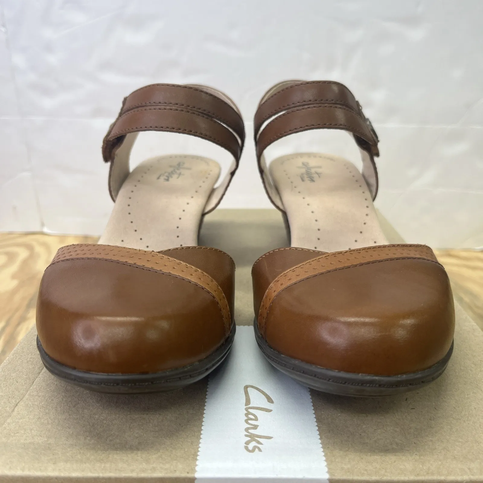 Clarks Valarie Rally Sandals Womens Sz 9.5M Brown Mahogany Block Heels Prairie - Image 5