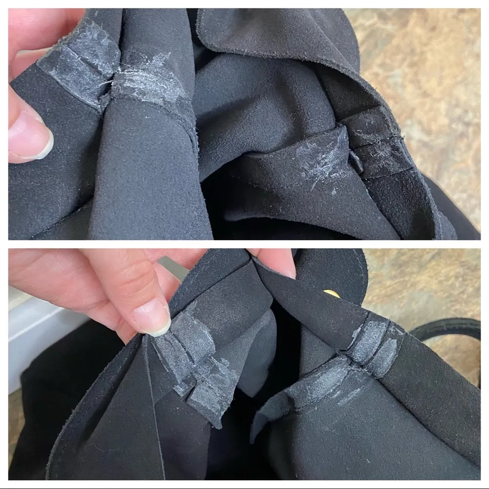 LOLA New York Black Suede Leather Large Tote Bag - Image 4