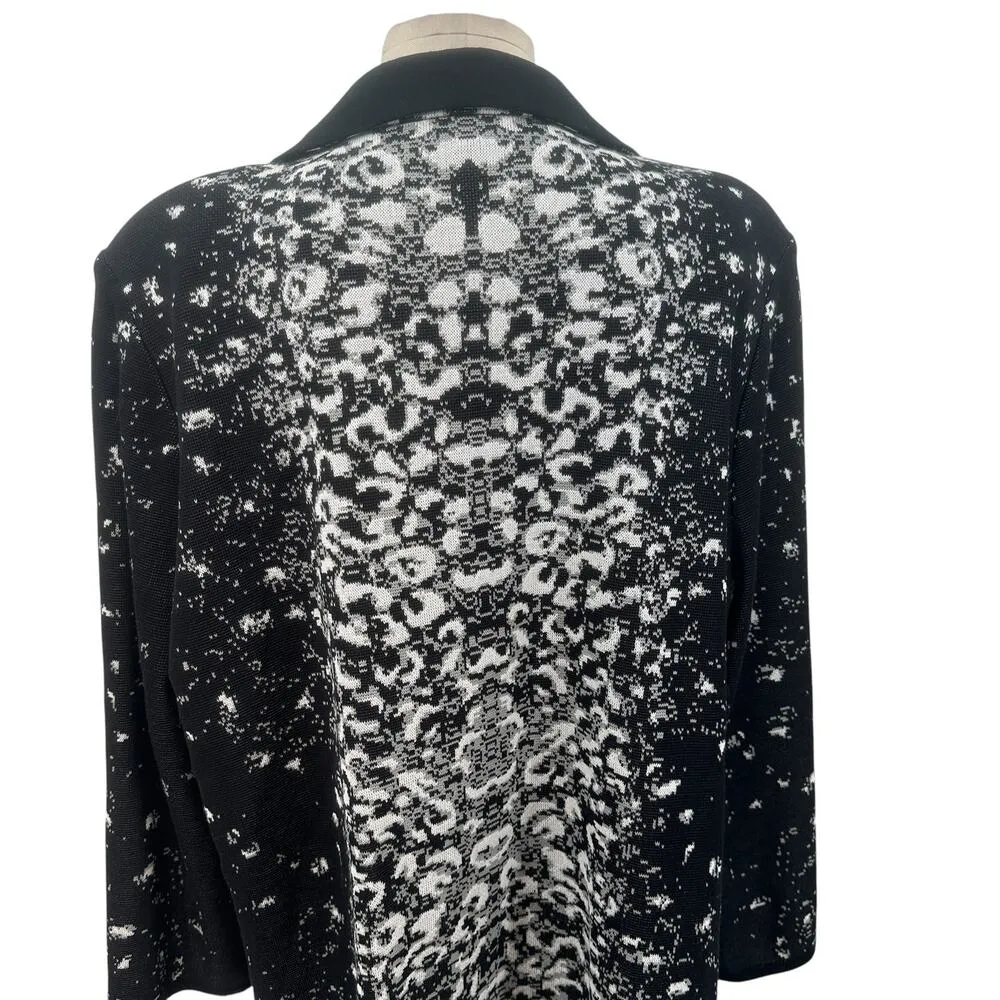 Misook Black-Multi Abstract Pattern Mid-Length Knit Blazer Jacket Plus Size 0X‎ - Image 8