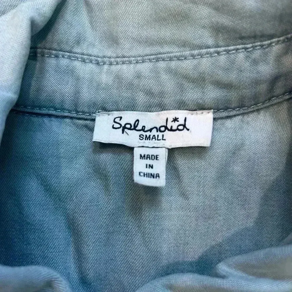 Splendid Blue Lyocell Light Wash Blue Button-Down Soft Denim Shirt Size S - Image 6