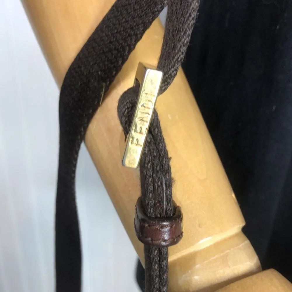 FENDI Zucca Canvas Leather Olive Green Brown Crossbody Messenger Shoulder Bag - Image 9