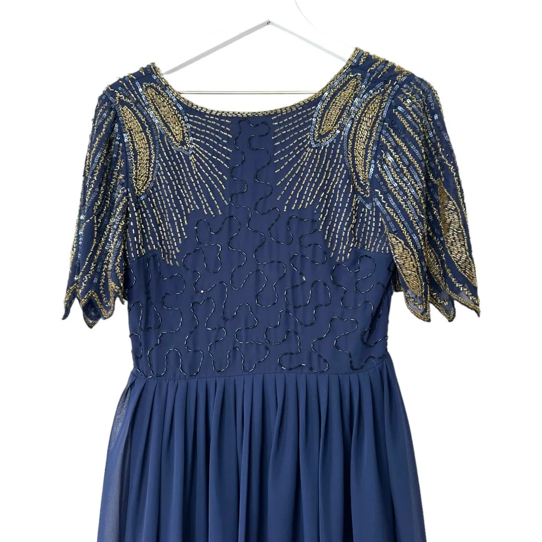 ASOS Virgos Lounge Lena Navy Beaded Maxi Dress Size 6 - Image 2