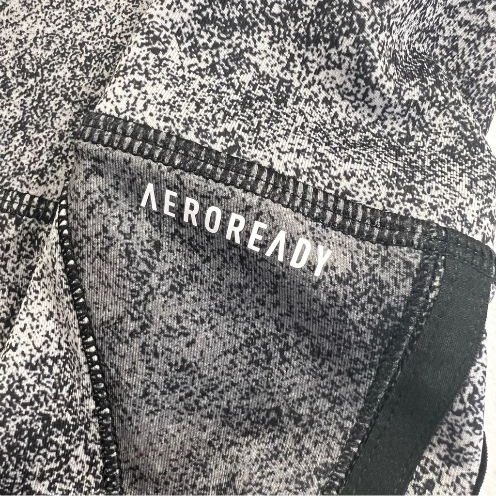 New ADIDAS Feel Brilliant Tight Aeroready Legging Metallic Silver Black Sz L - Image 3