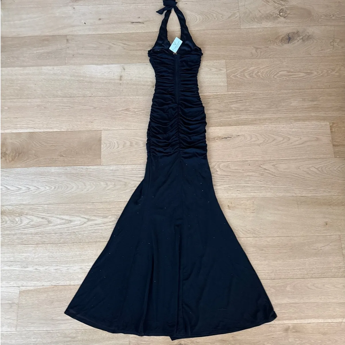 Windsor Maxi Dress Ruched Halter Neck Size XS Black - Image 7