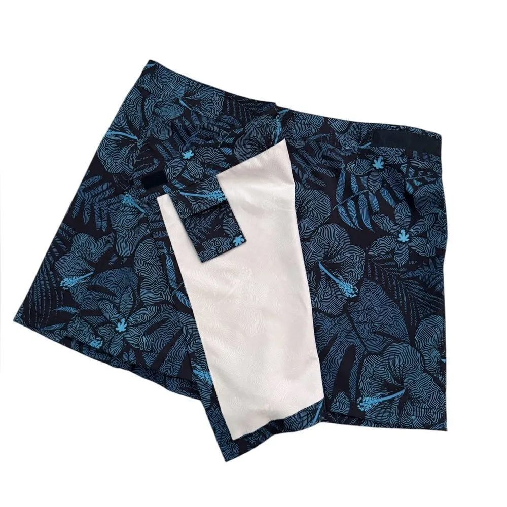 Ripskirt Hawaii Maui Moonlight Blue Floral Print Wrap Mini Skirt XL Blue - Image 3