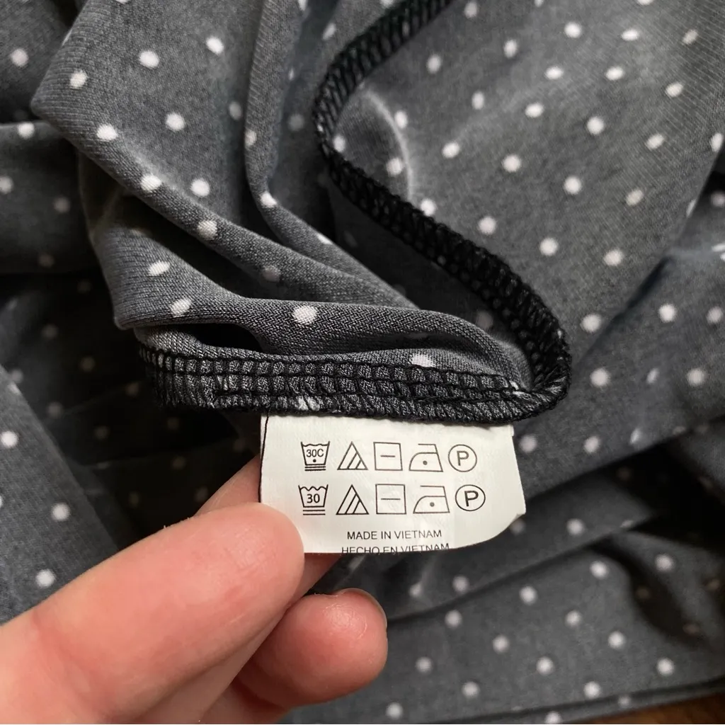 Michael Kors Polka Dot Short Sleeve Swing Skirt Dress Back Zipper Round Neck - Image 4