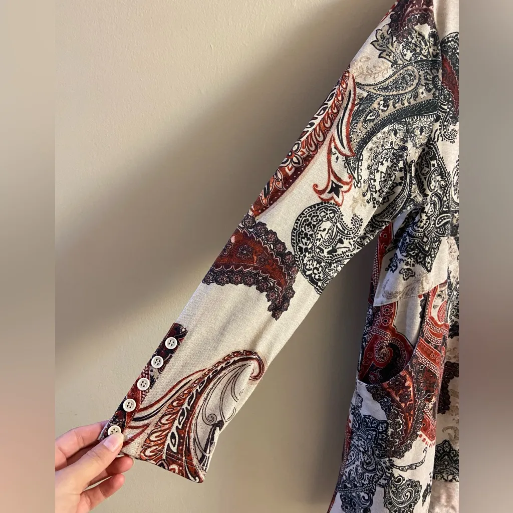 Chico’s knit tunic top paisley print long line fall staple Large - Image 6