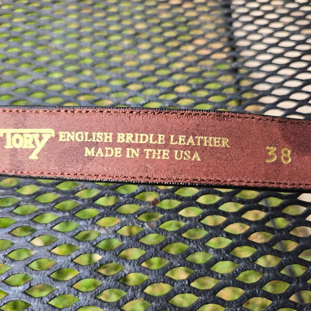 English Bridle Leather & Brass Belt Havana 1” Clincher Size 38 Made in USA - Image 6