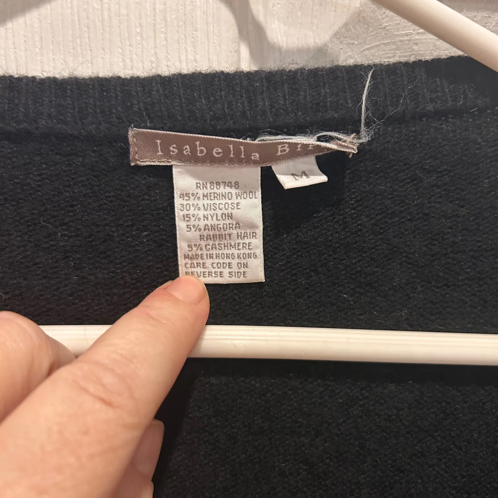 VTG Isabella Bird Black Tie Front Long Sleeve Sweater Womens Sz M Cashmere Blend Size M - Image 3