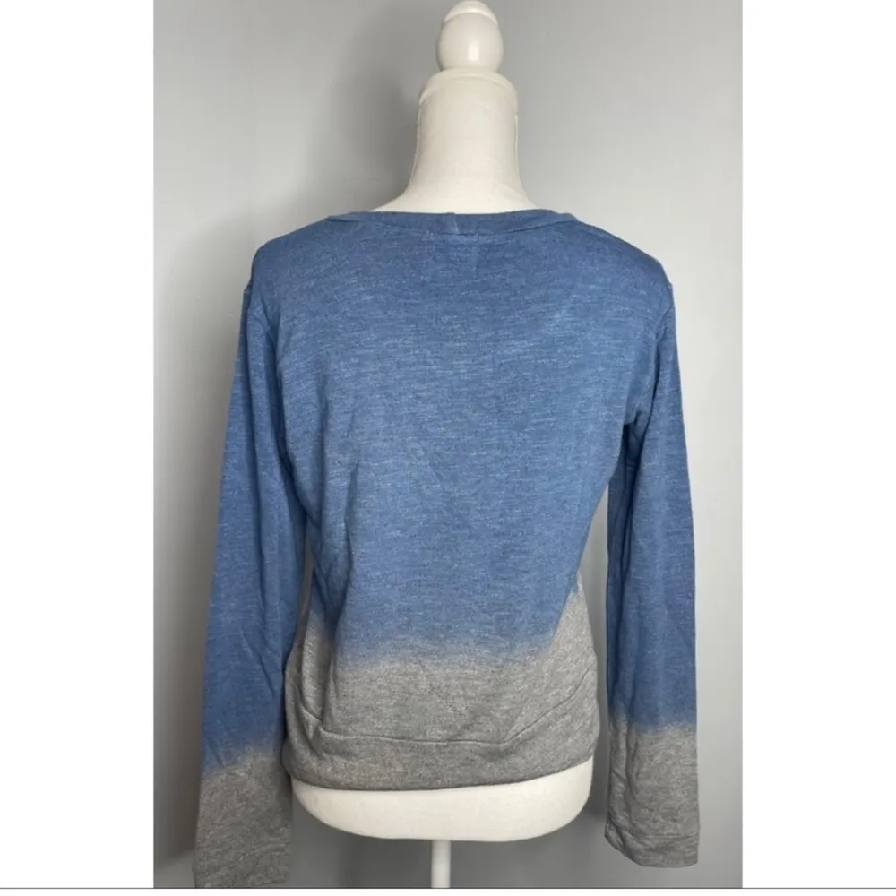 Monrow + Soul Cycle Dip Dyed Crew Neck Sweatshirt Blue Long Sleeve Small - Image 6