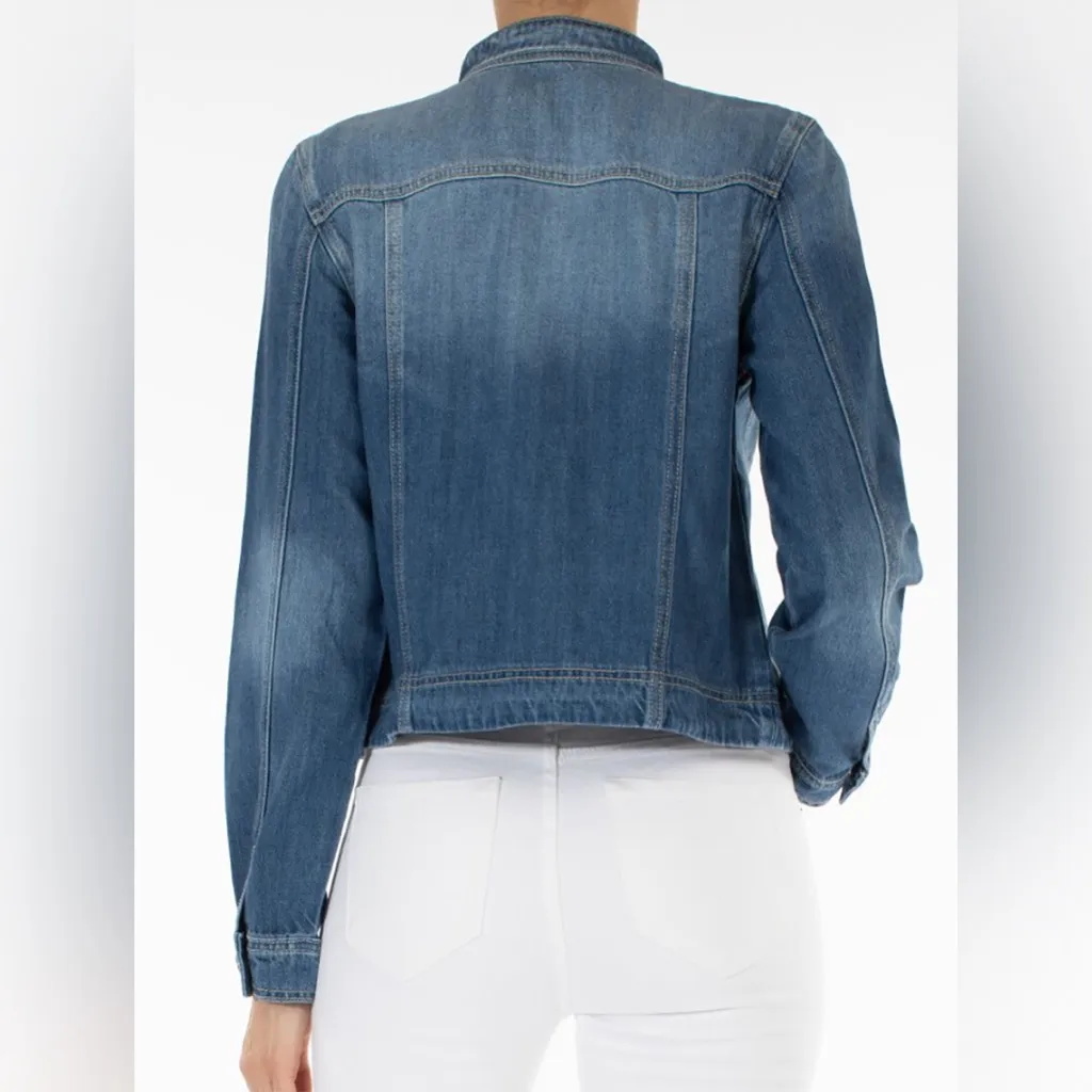 KanCan Classic Denim‎ Jean Jacket Womens Medium Boho Preppy Pockets Blue - Image 2