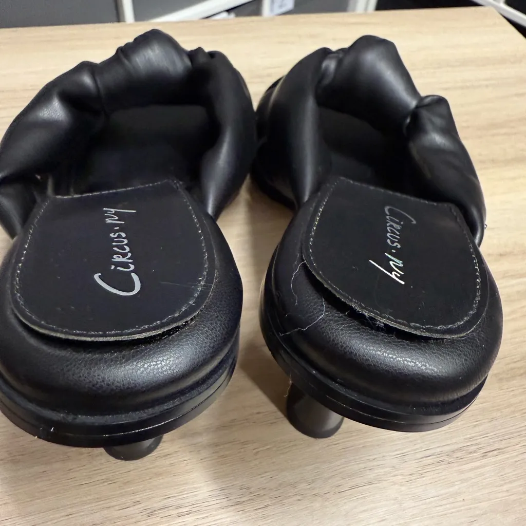 Circus NY by Sam Edelman Chic Black Square Toe Chunky Heeled Slade Sandals Size 7.5 - Image 6