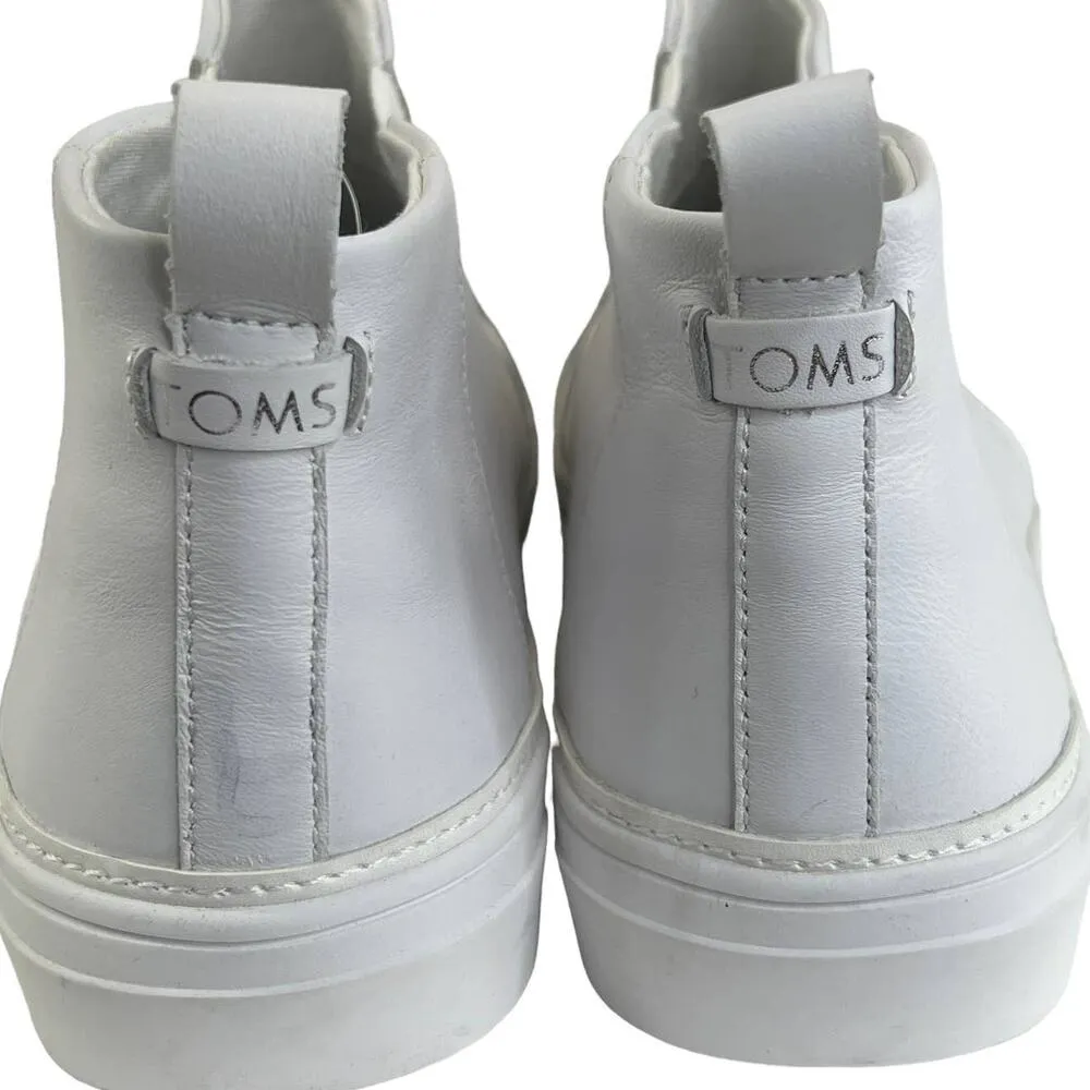 TOMS Leather Bryce Sneakers White Womens Size 11 Ortholite Pull On Shoes Casual - Image 9